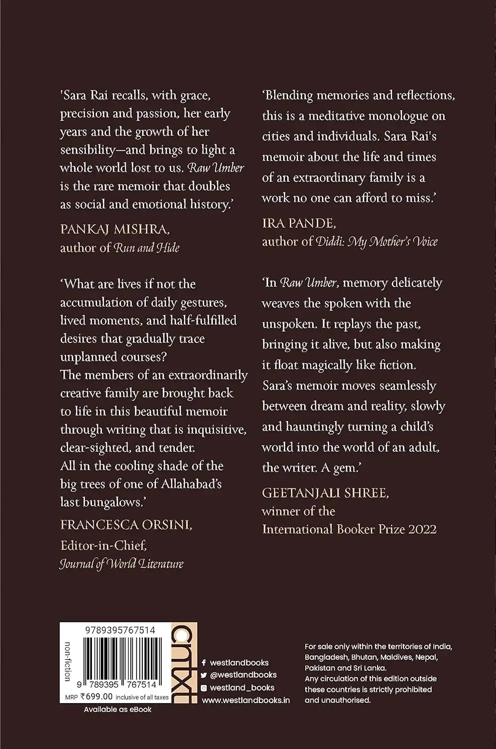 Raw Umber : A Memoir | Hardcover