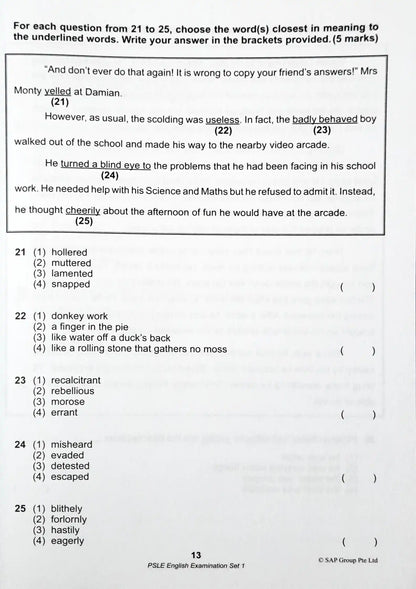 SAP Right Before the Exam : PSLE English - Upper Primary