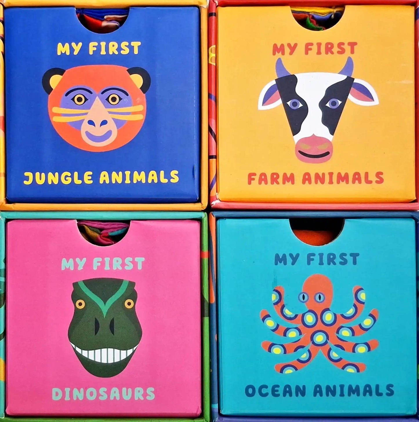 Tiny Cloth Books Set of 4 : My First Animals - Ocean, Dinosaurs, Farm, Jungle