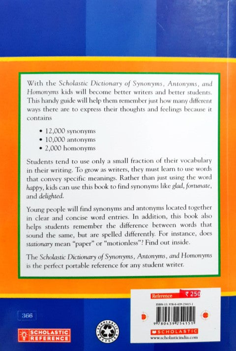 Scholastic Dictionary Of Synonyms Antonyms And Homonyms