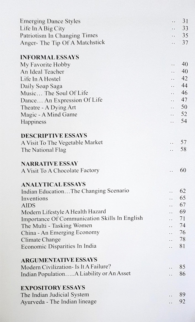 Selected School Essays : Curriculum Based Content