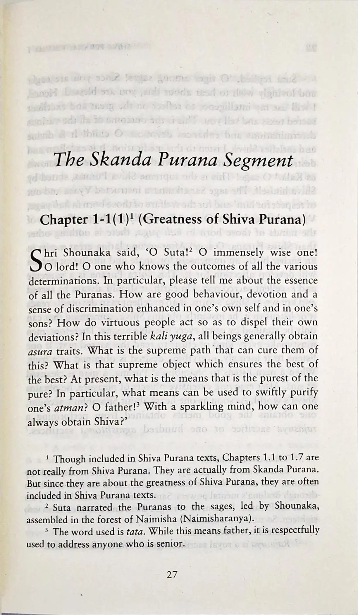 Shiva Purana : Volume 1