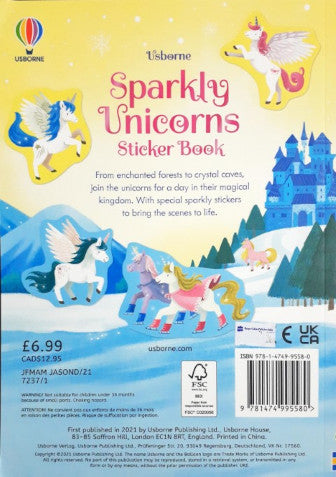 Usborne Sparkly Unicorns Sticker Book With Over 180 Stickers