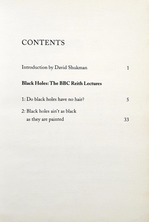 Black Holes The BBC Reith Lectures