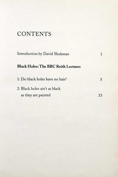 Black Holes The BBC Reith Lectures