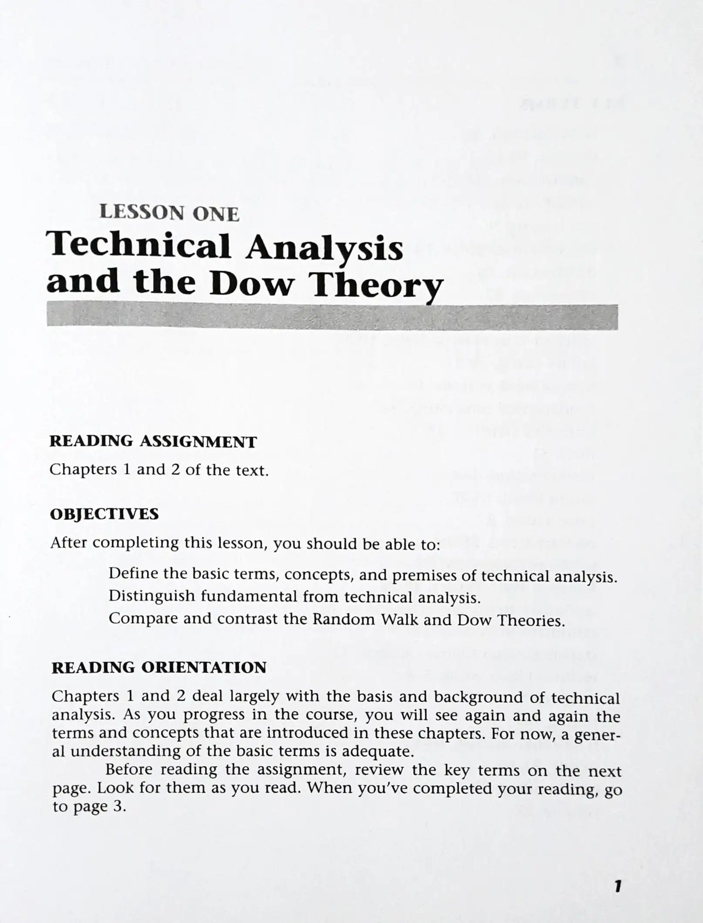 Study Guide to Technical Analysis of the Financial Markets