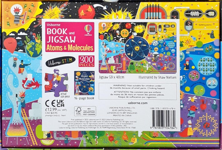 Usborne Book and Jigsaw Atoms and Molecules 300 Pieces Jigsaw Puzzle 59 x 40 cm