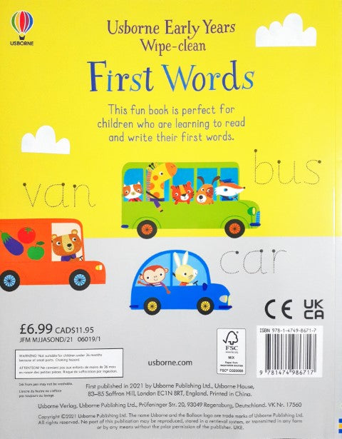 Usborne Early Years Wipe Clean First Words