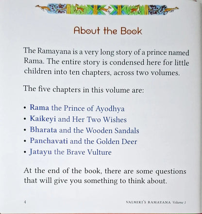 Valmiki's Ramayana for Early Readers : Volume 1 | Hardcover