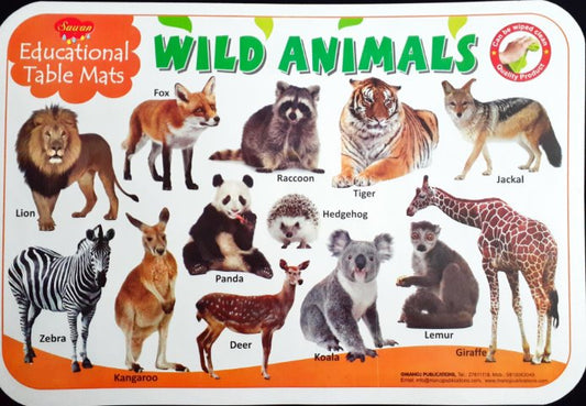 Wild Animals - Educational Table Mats (Wipe & Clean Double Sided)