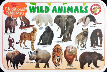 Wild Animals - Educational Table Mats (Wipe & Clean Double Sided)