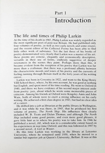 York Notes on the Selected Poems of Philip Larkin (P)