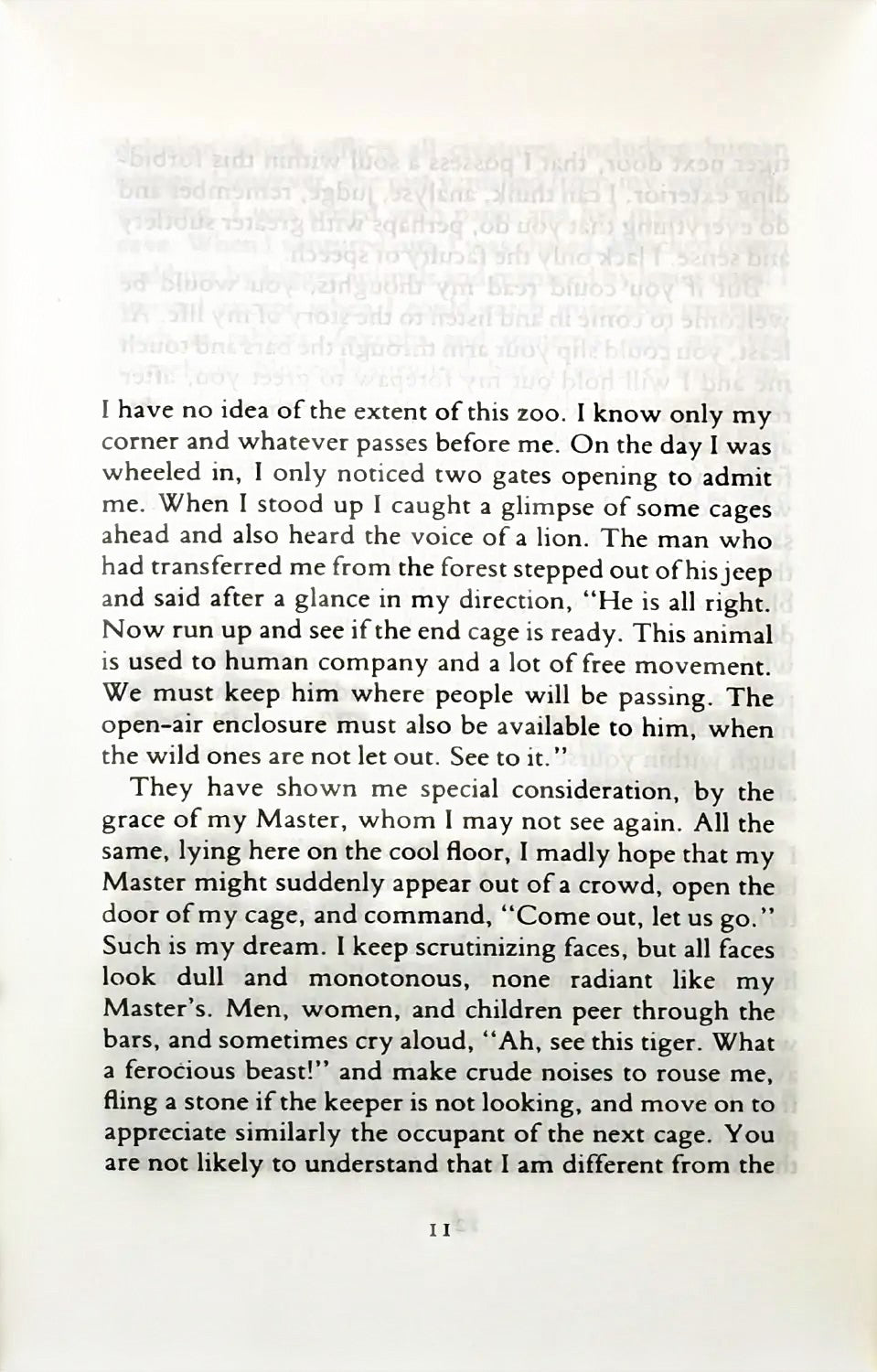 Books and You paperback edition of A Tiger for Malgudi by R. K. Narayan showing a page of printed text
