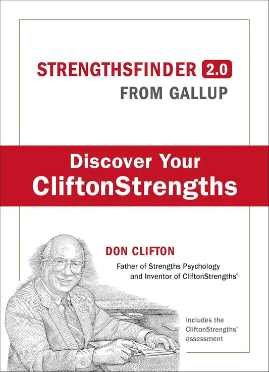Books and You StrengthsFinder 2.0 hardcover book cover featuring Don Clifton and the CliftonStrengths assessment title