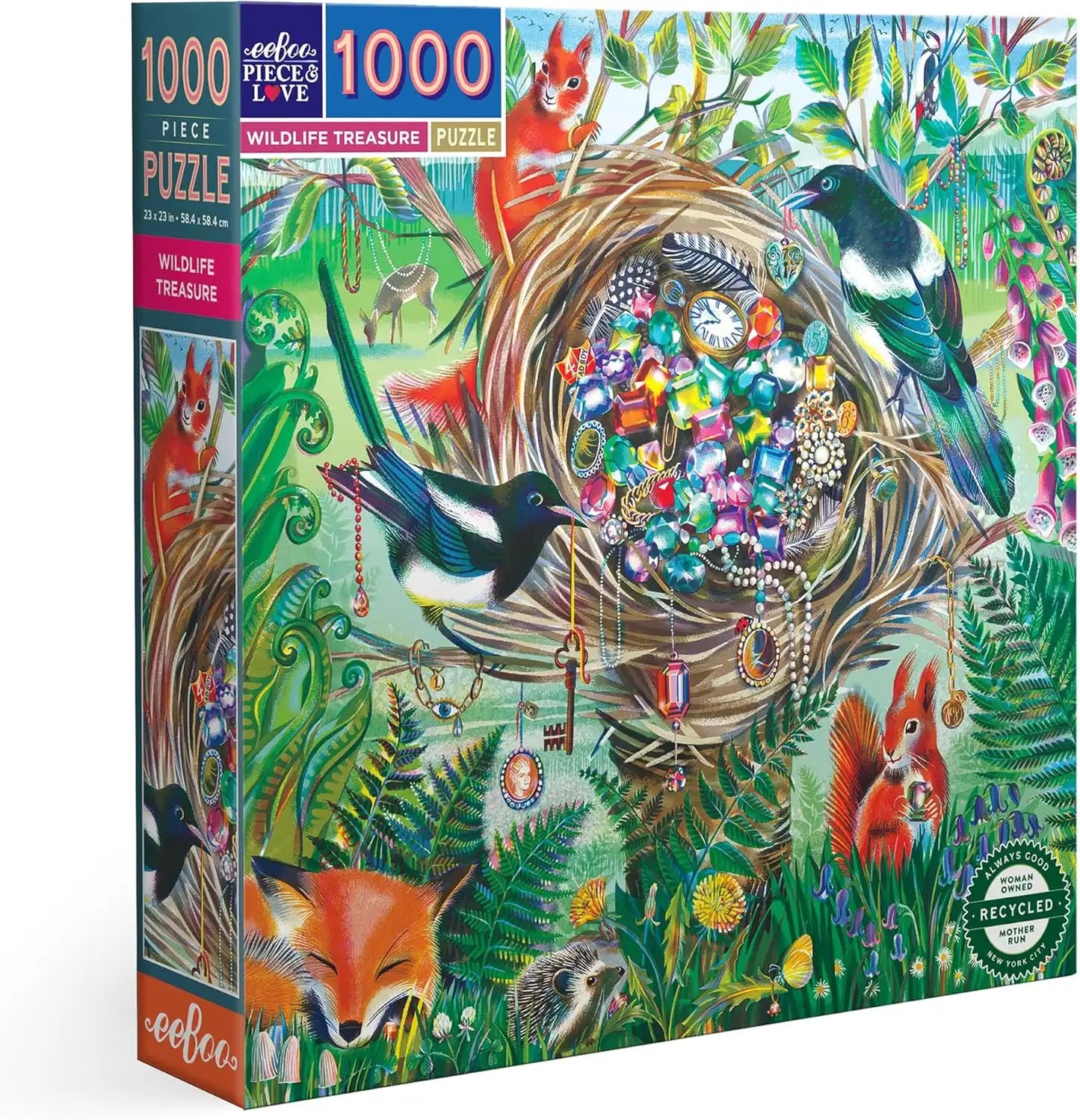 eeBoo Piece & Love : Wildlife Treasure | 1000-Piece Jigsaw Puzzle for Adults