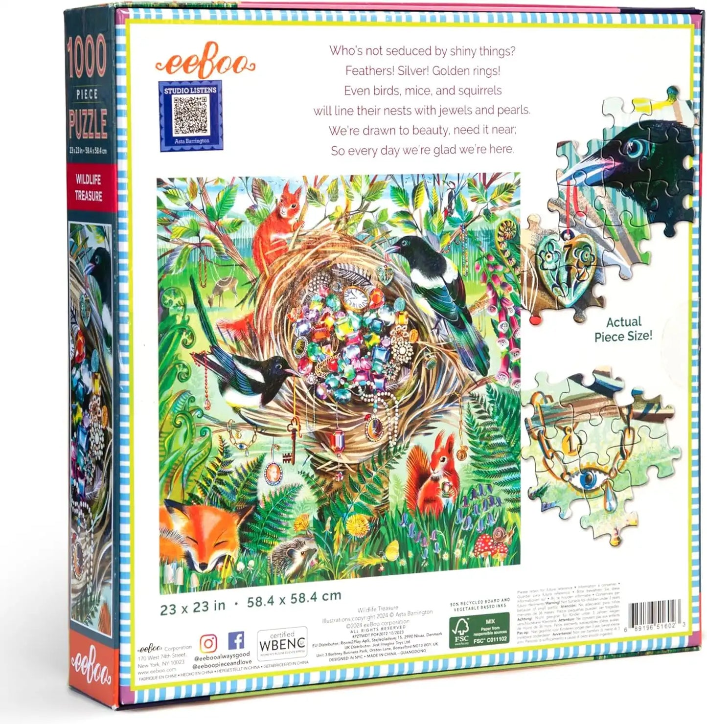 eeBoo Piece & Love : Wildlife Treasure | 1000-Piece Jigsaw Puzzle for Adults